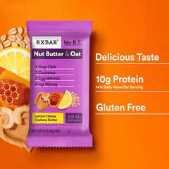 Cross-section of RXBAR highlighting creamy cashew butter with hearty grains