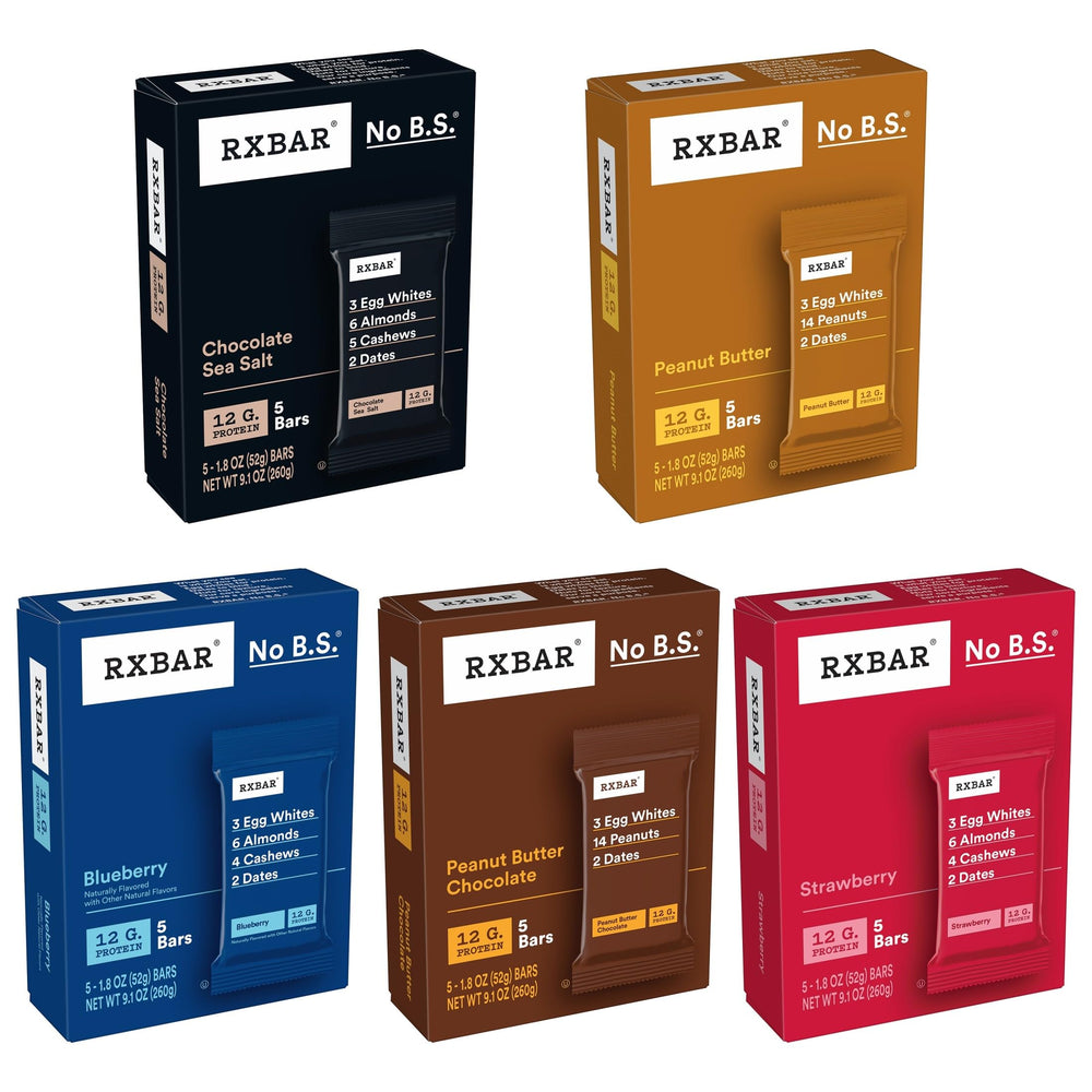 RXBAR nuts and egg whites close-up, simple ingredients visible.