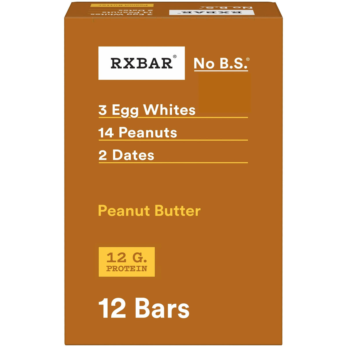 RXBAR Peanut Butter bar box front highlighting real ingredients for a quick protein snack