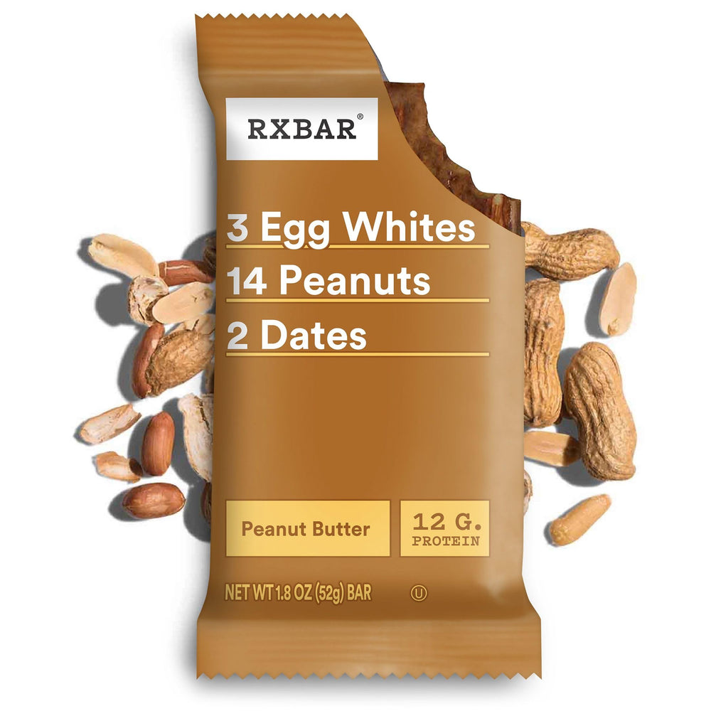 RXBAR Peanut Butter bar cross-section reveals dense, chewy interior