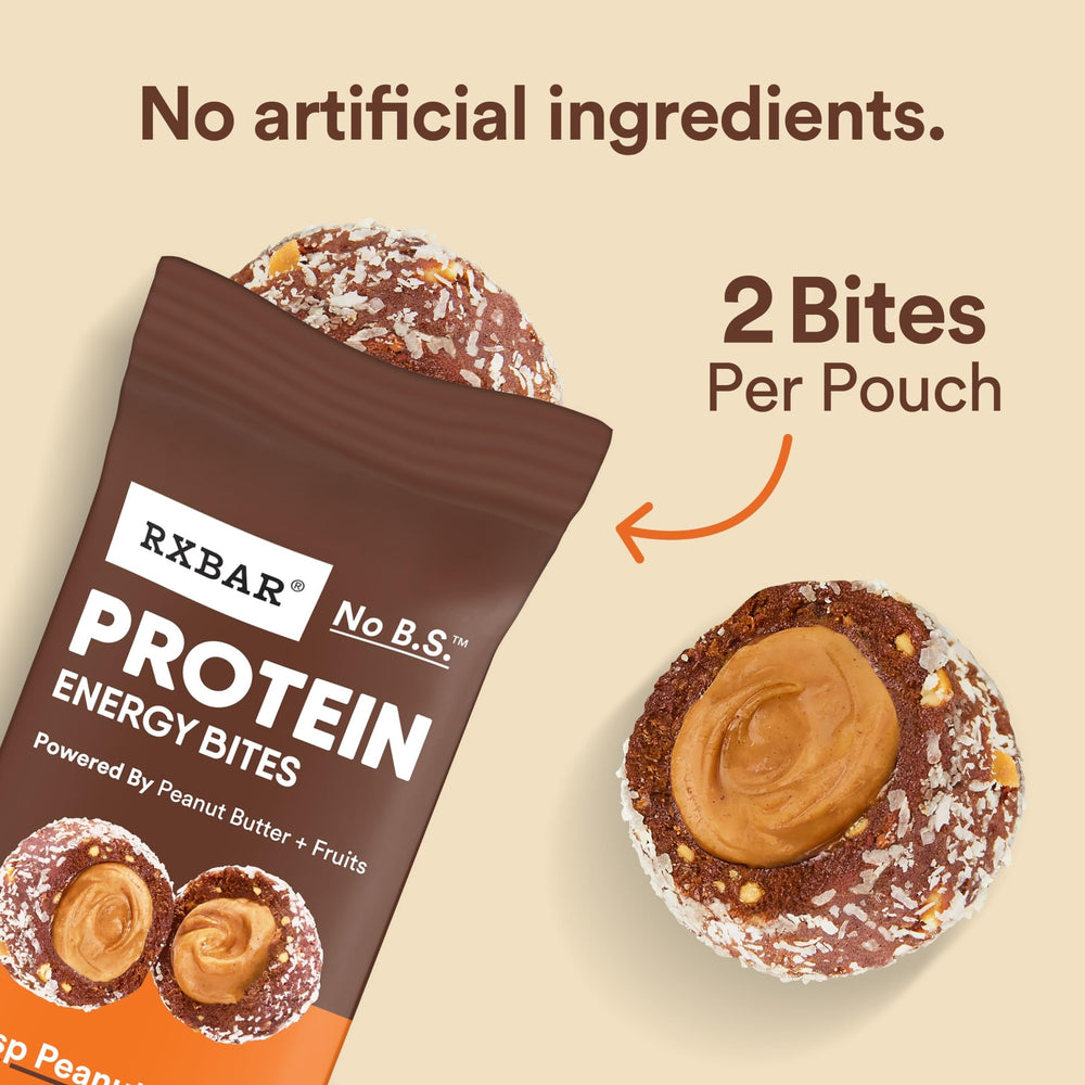 Pouch detail of RXBAR bites with two-bite serving highlighted.