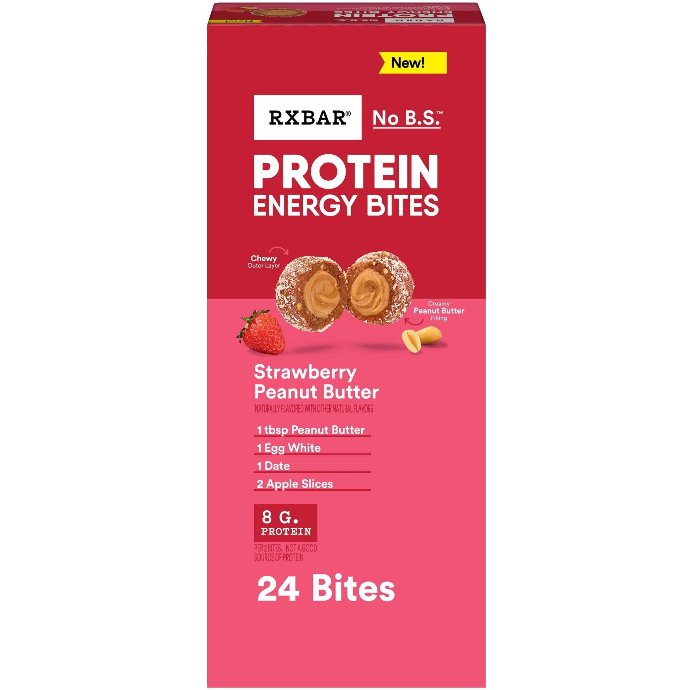 RXBAR Protein Energy Bites Strawberry Peanut Butter box top view for grab-and-go energy