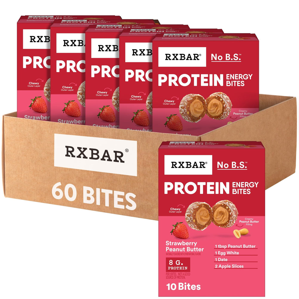 RXBAR Protein Energy Bites pack shows a portable gluten-free snack option.
