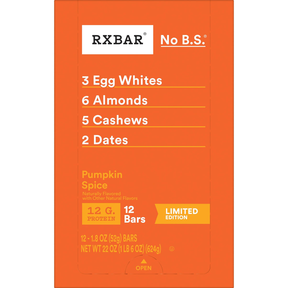 RXBAR Pumpkin Spice bar gluten-free formula supports snack time for sensitive diets.