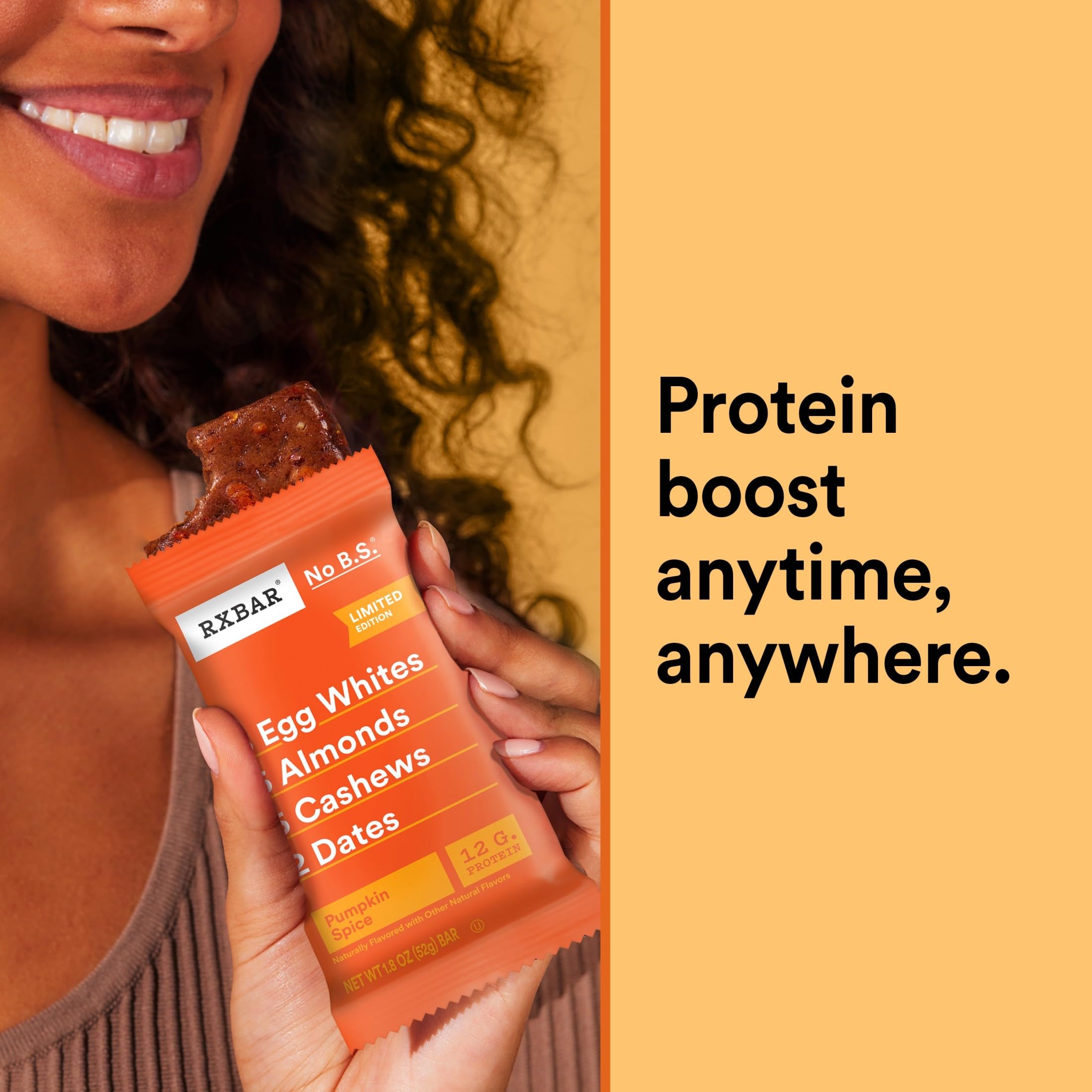 RXBAR Pumpkin Spice bar in an office setting for midday energy.