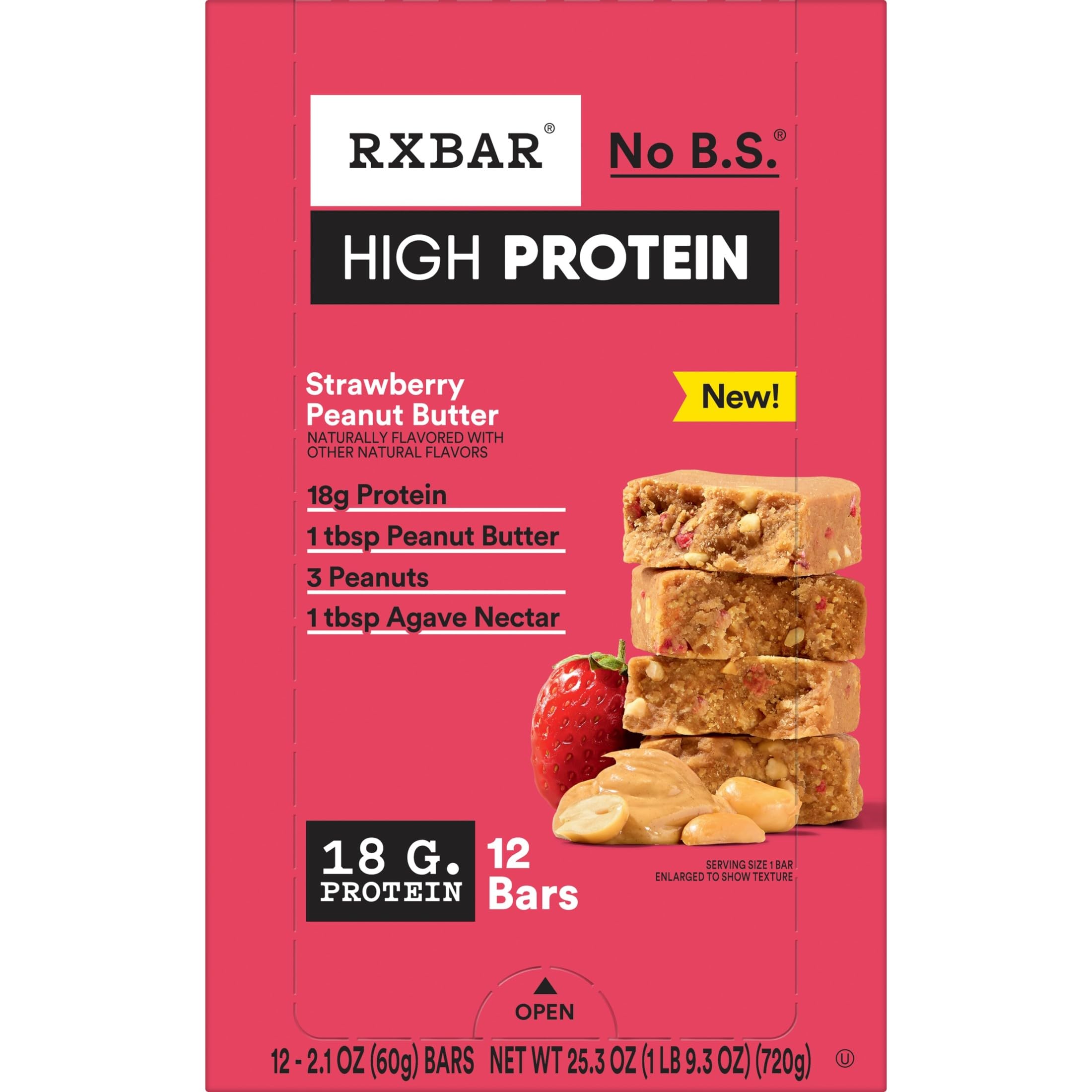 RXBAR strawberry peanut butter piece with visible fruit bits