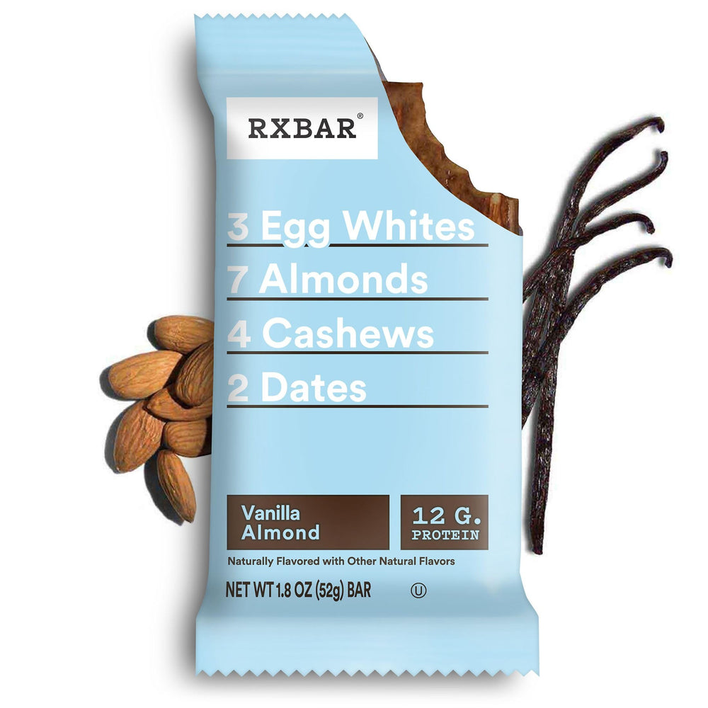 RXBAR Vanilla Almond bar served with coffee for a simple breakfast idea