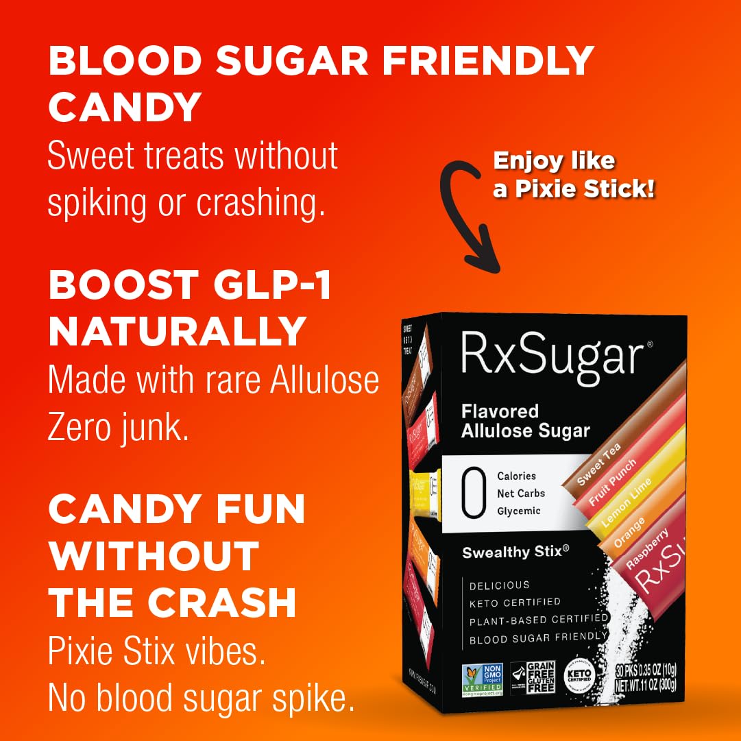 RxSugar Swealthy Stix fruit punch stick pack for convenient flavor.