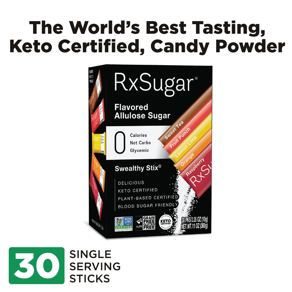 RxSugar Swealthy Stix lemon lime stick pack for sugar-free sipping.