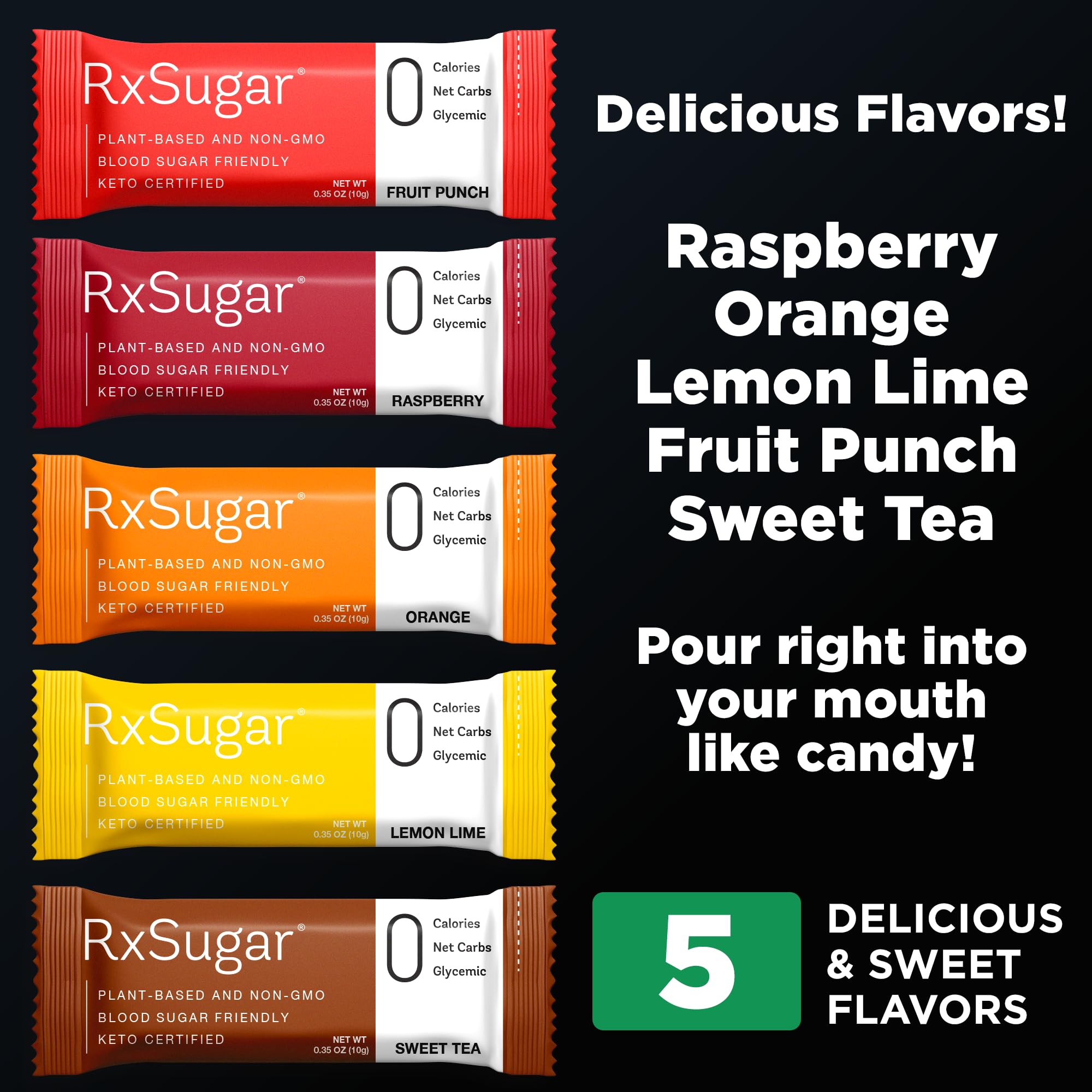 RxSugar Swealthy Stix sweet tea stick pack for keto-friendly sweetness.