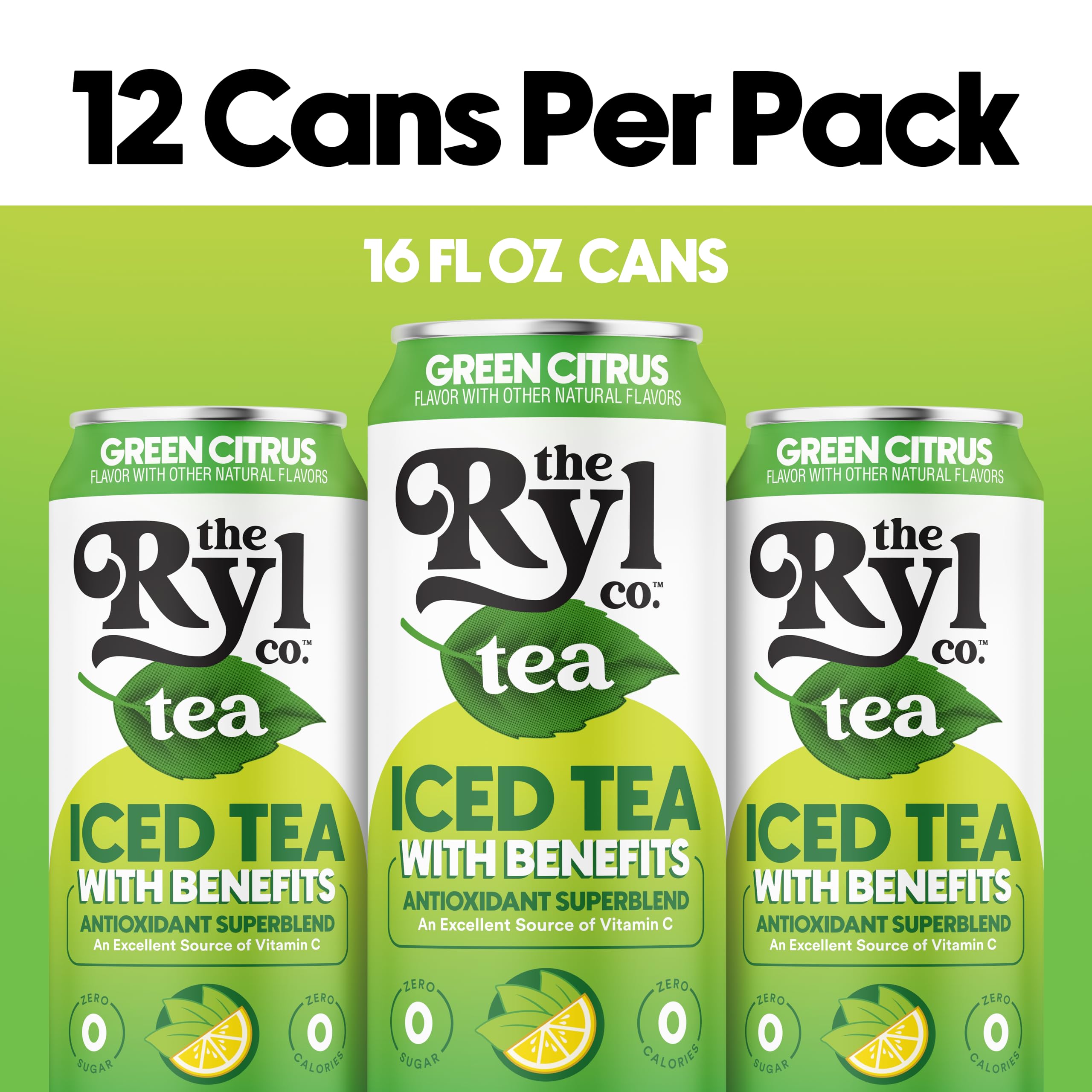 Glass of Ryl Co Green Citrus Iced Tea, antioxidant-rich and refreshing.