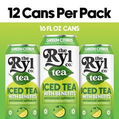 Glass of Ryl Co Green Citrus Iced Tea, antioxidant-rich and refreshing.