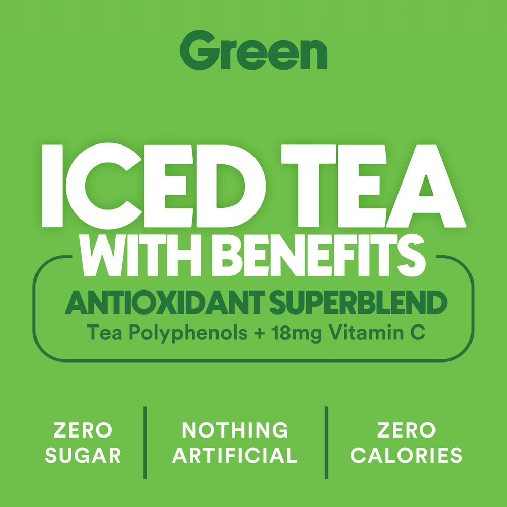 Ryl Co Iced Tea Green bottle pour captures refreshing, sugar-free serving