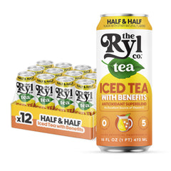 The Ryl Co Half and Half iced tea bottle showcases zero sugar refreshment.
