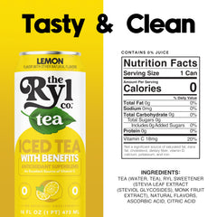 The Ryl Co lemon iced tea can, side view, recyclable aluminum packaging.