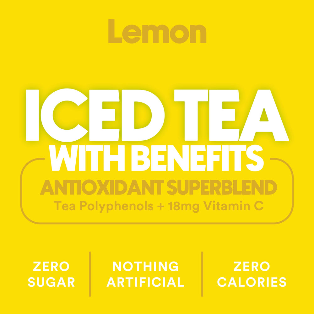 Ryl Co lemon iced tea nutrition icons on the can, quick health reference.