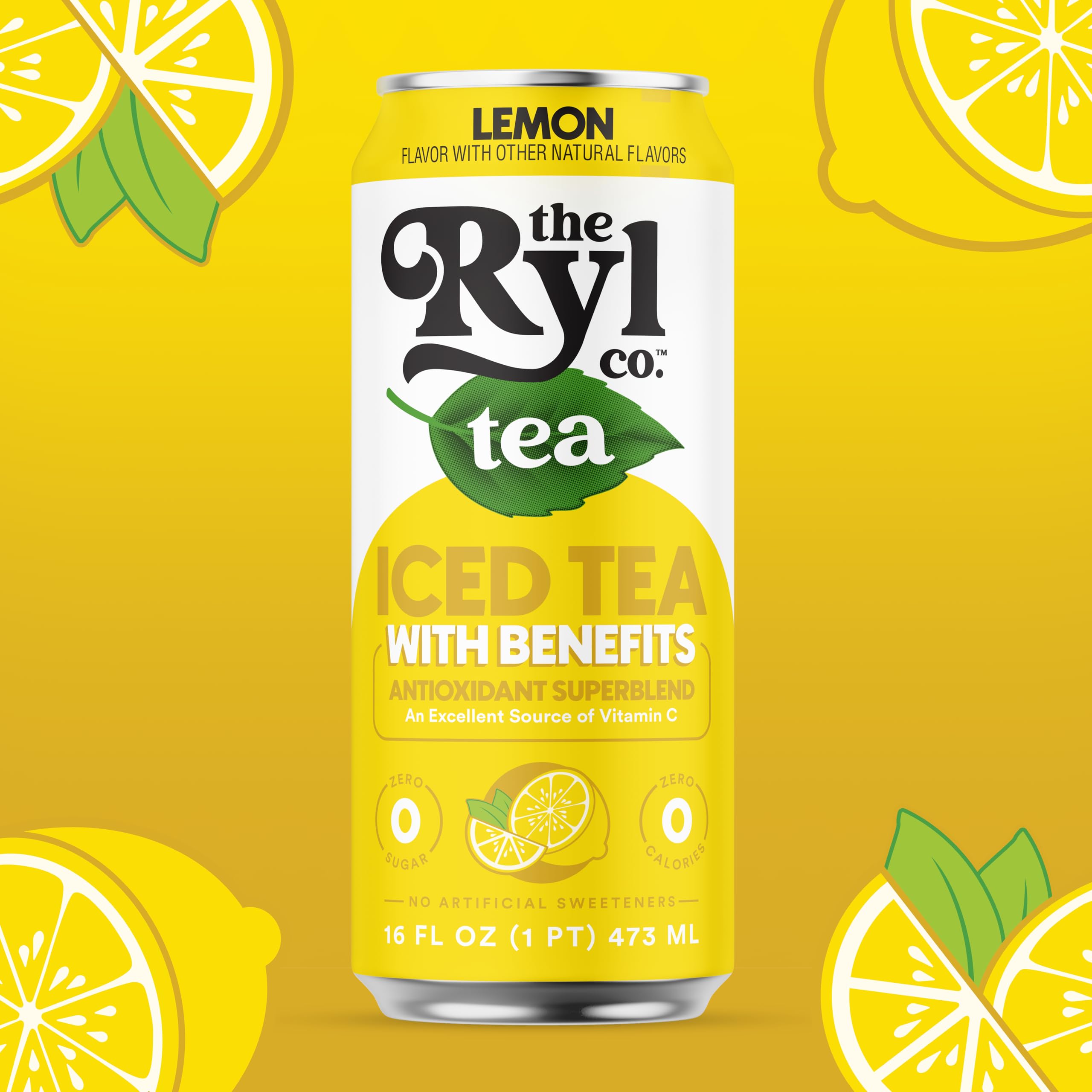Ryl Co lemon iced tea being poured into a glass, capture refreshing flavor.