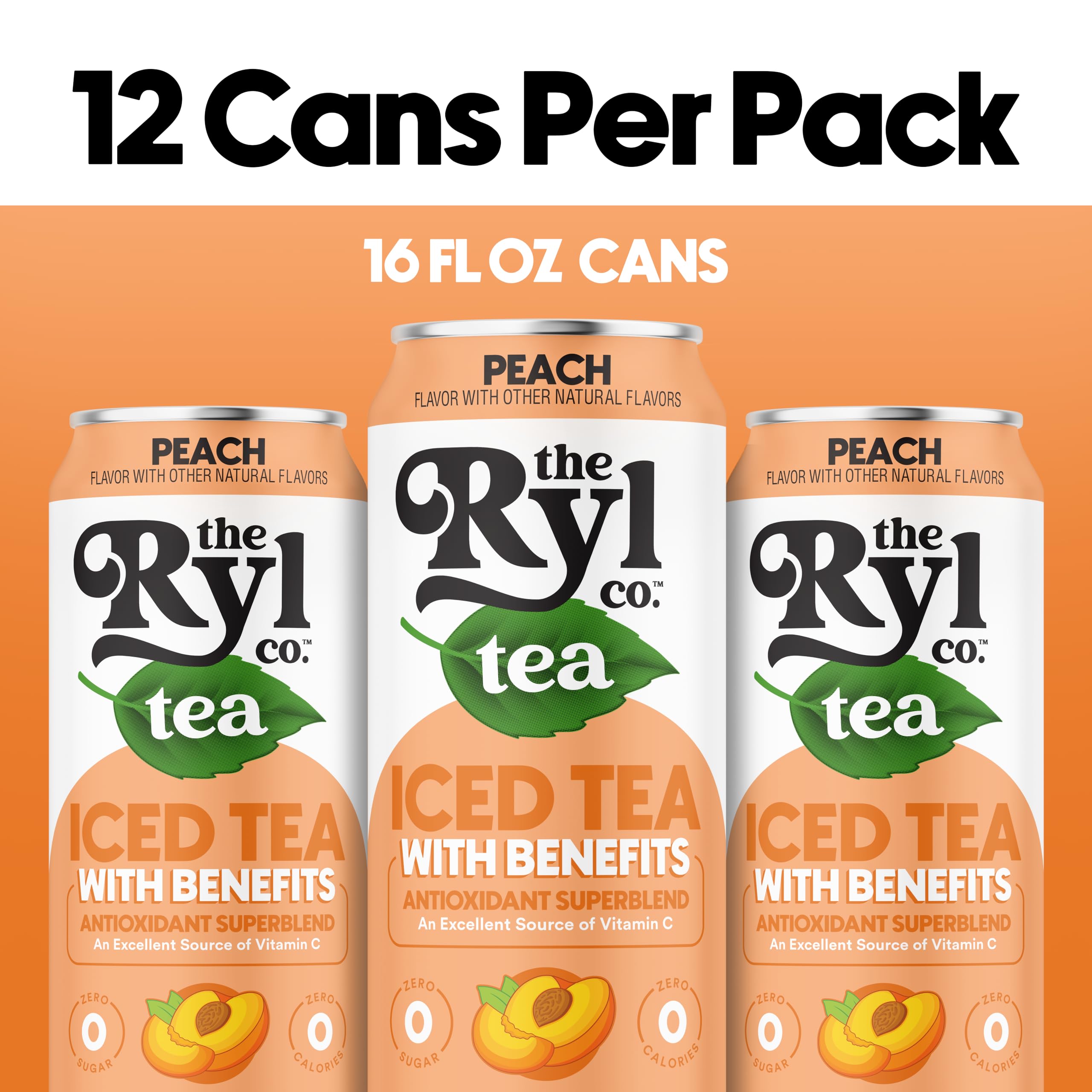 Ryl Co Peach Iced Tea glass pour highlights natural sweetness with zero sugar.