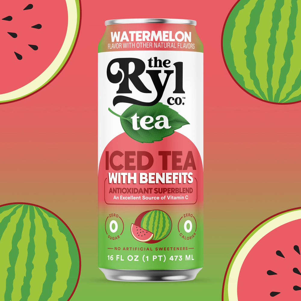 The Ryl Co Iced Tea Watermelon 12-pack packaging enables on-the-go refreshment