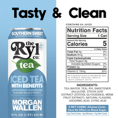 Ryl Co iced tea can closeup highlights monk fruit sweetness and Vitamin C boost.