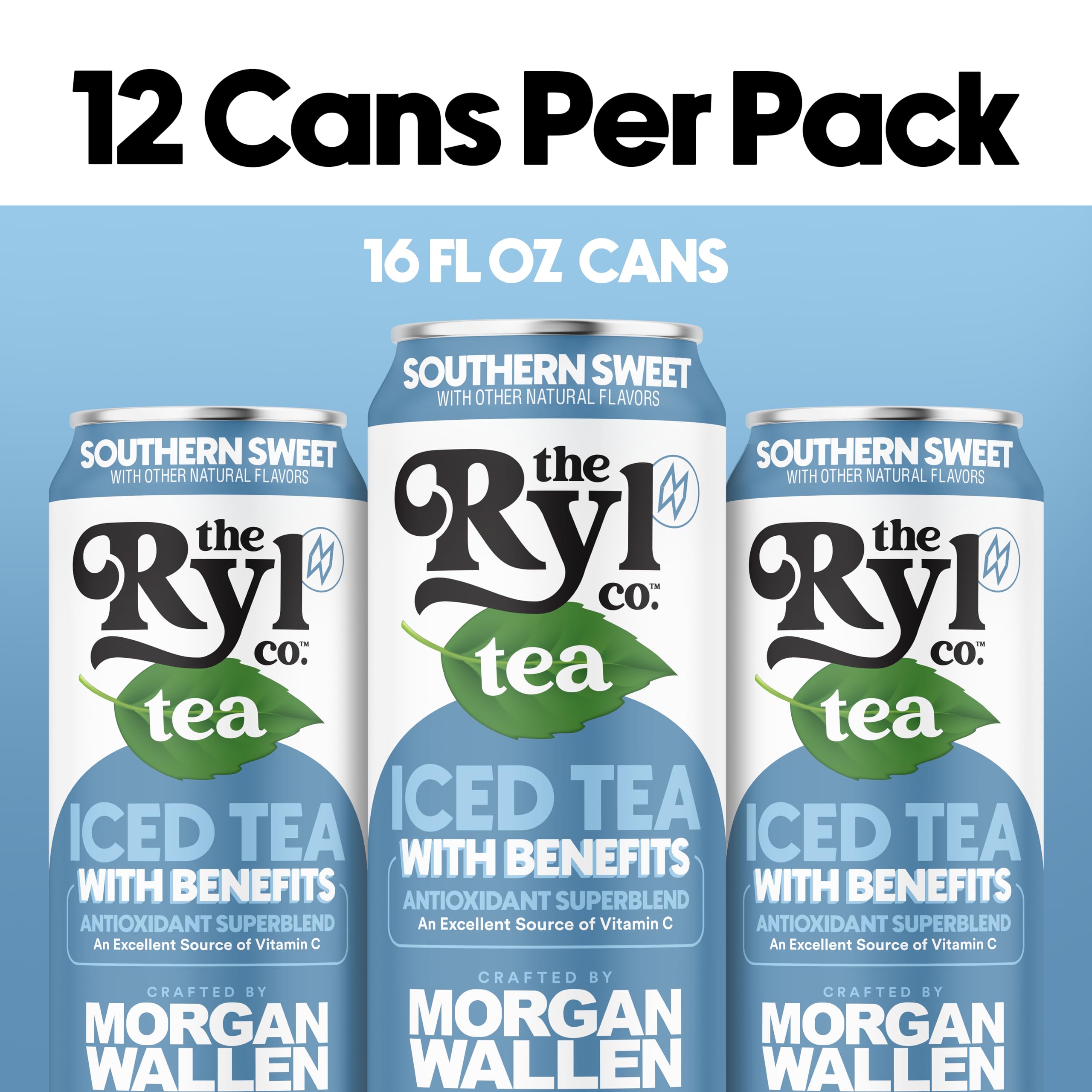 Ryl Iced Tea label view emphasizes antioxidant blend and clean ingredients.