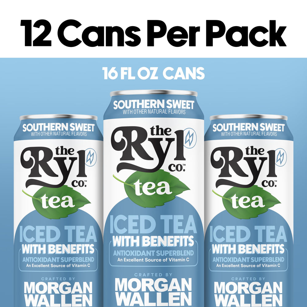 Ryl Iced Tea label view emphasizes antioxidant blend and clean ingredients.
