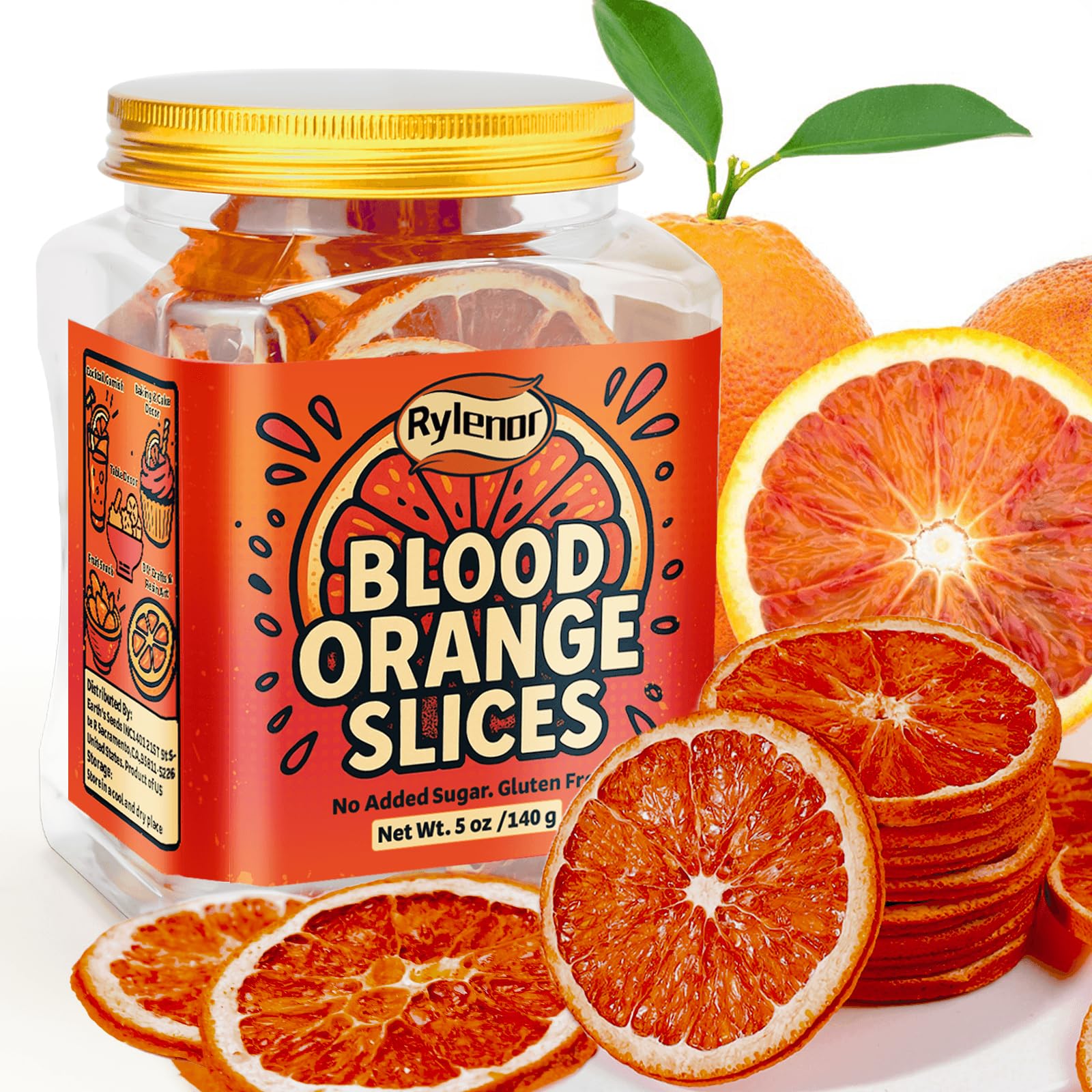 Rylenor dried blood orange slices in a jar for long lasting freshness and daily citrus crunch.
