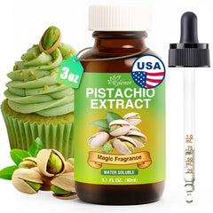 Rylenor Pistachio Extract bottle with dropper for precise flavoring in desserts.