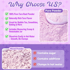 Rylenor taro powder in cup creates creamy milk tea aroma and flavor.