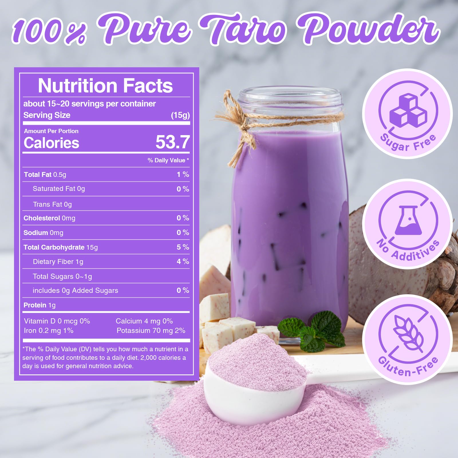 Rylenor taro powder pour demonstrates smooth mixing with no clumps for hassle-free drinks.