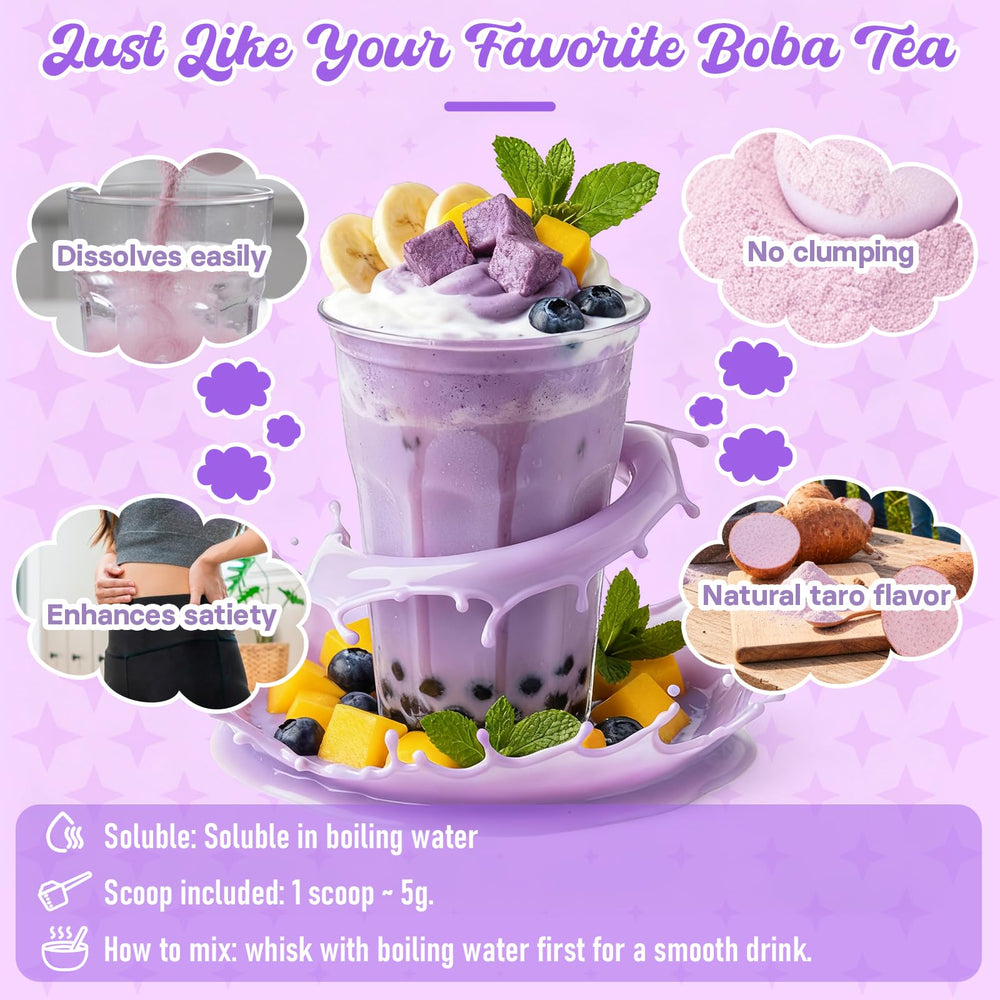 Rylenor taro powder smoothie bowl shows vibrant color and taro flavor.