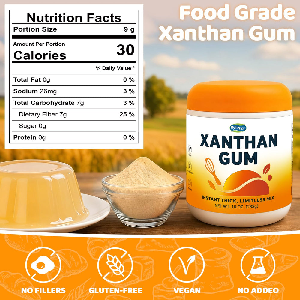 Rylenor xanthan gum powder scoop for precise measuring and consistent results.