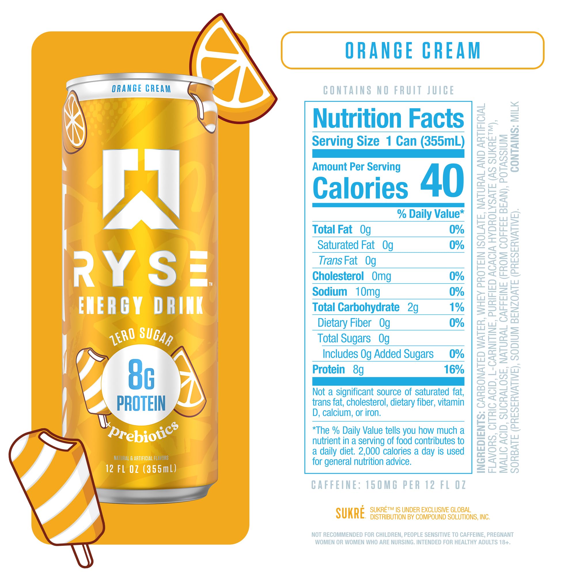 RYSE Energy Orange Cream can back view showing design details