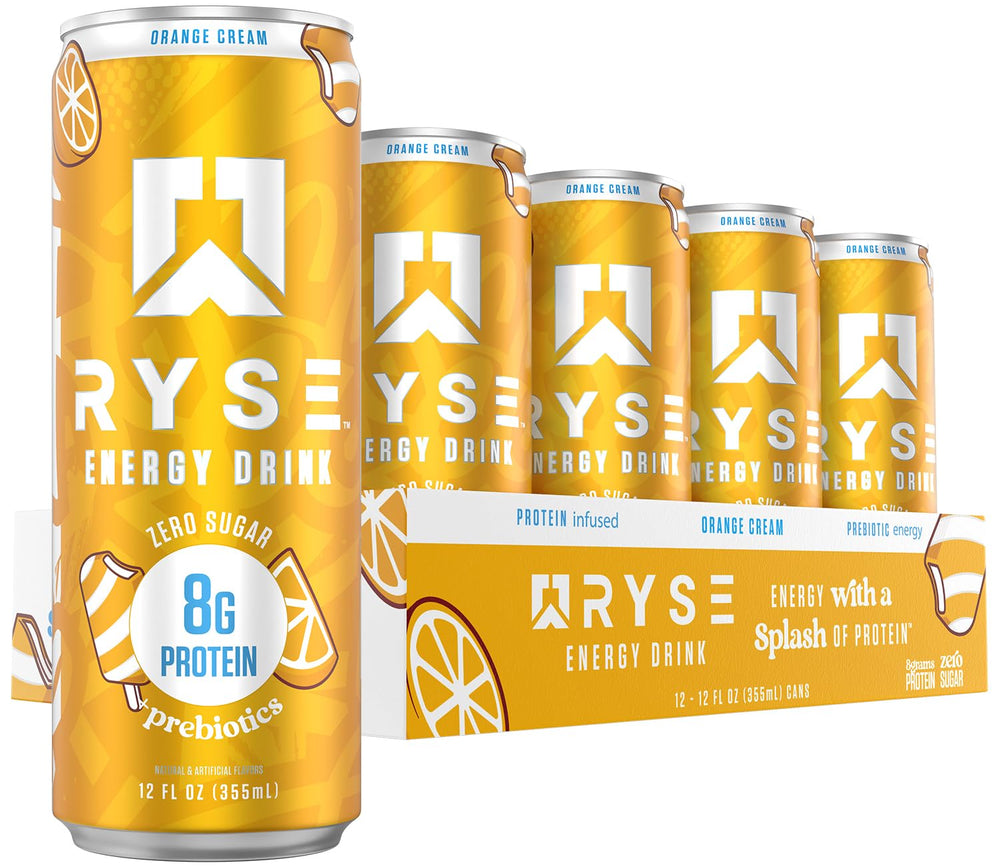 RYSE Energy Orange Cream can front view signaling clean energy for workouts