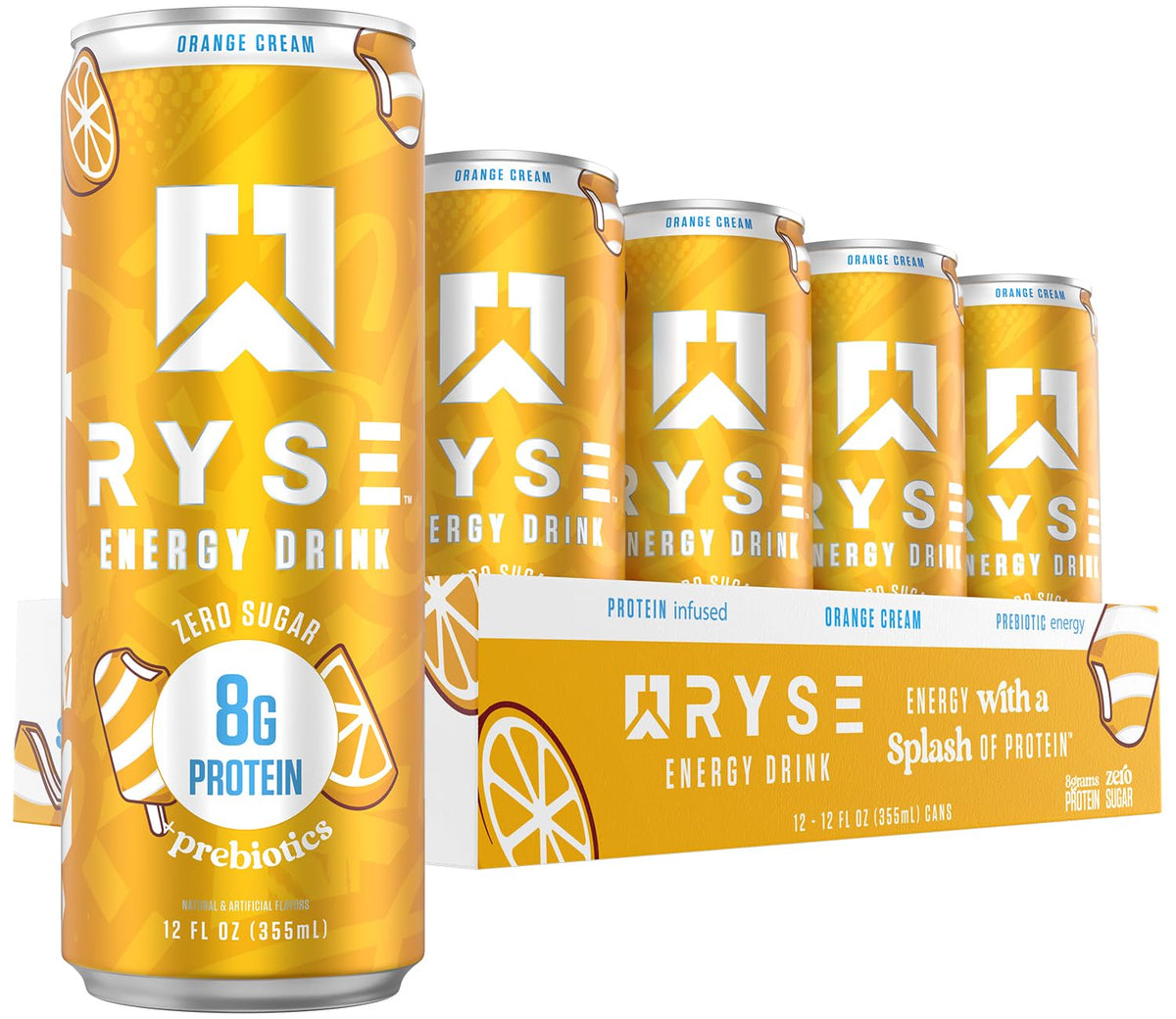 RYSE Energy Orange Cream can front view signaling clean energy for workouts