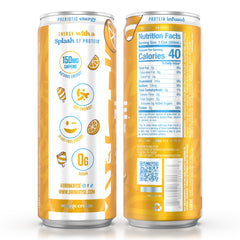 RYSE Energy Orange Cream label close-up highlighting protein and prebiotic benefits