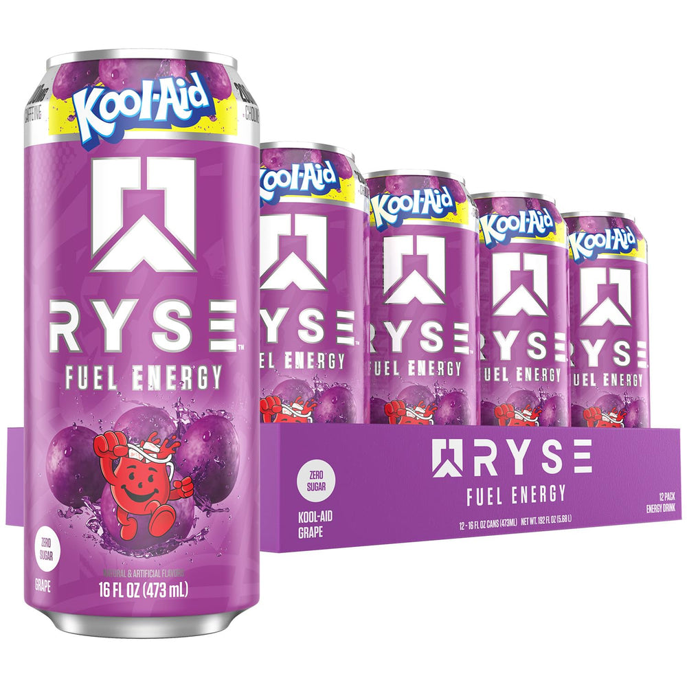RYSE Fuel Kool-Aid Grape can front view, zero sugar message