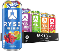 RYSE Fuel Energy Drink front view showing sugar-free, vegan energy for busy days