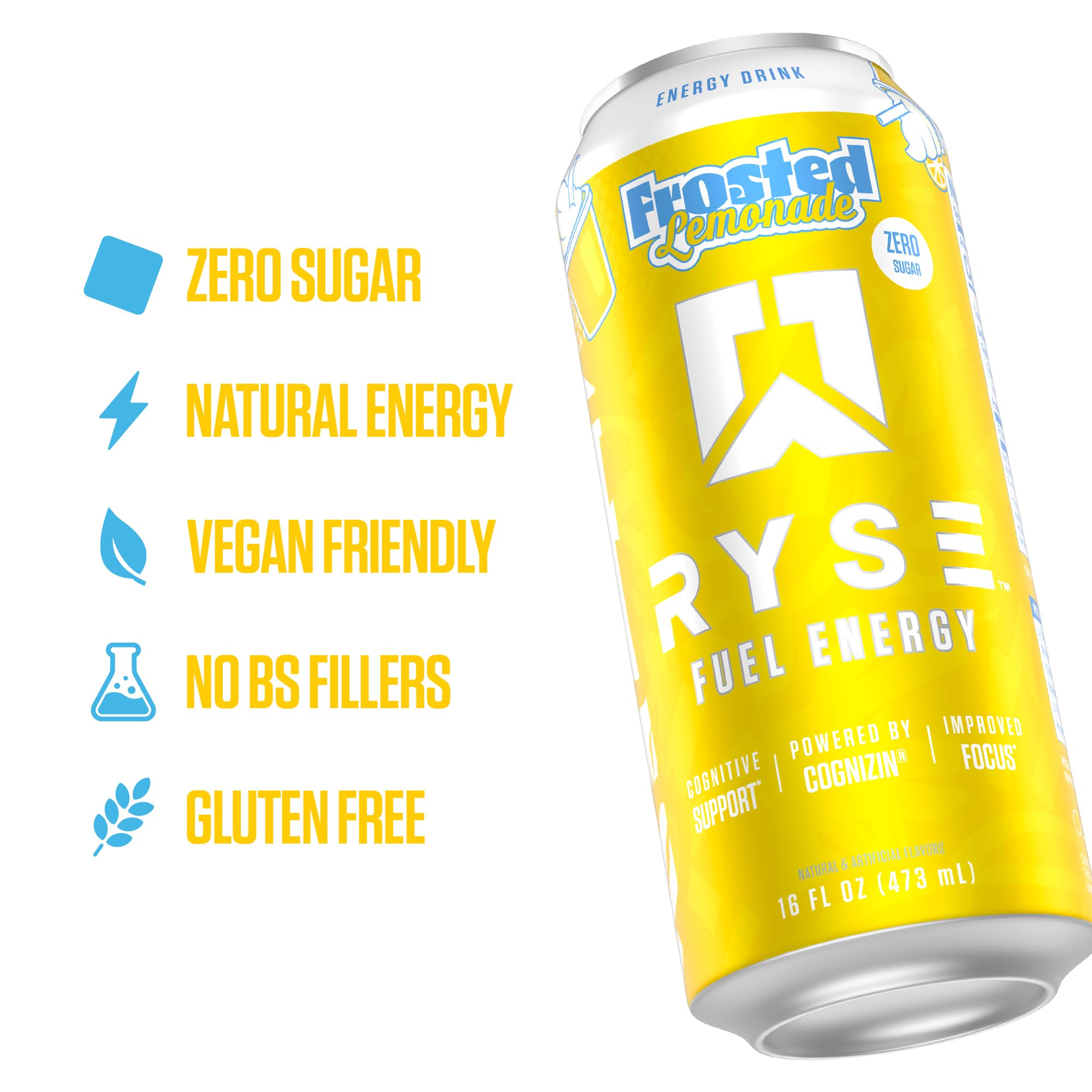 RYSE Fuel Frosted Lemonade 12-pack packaging on display for value