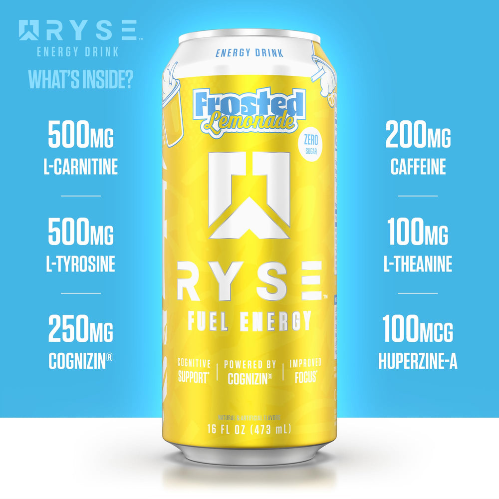 Pouring RYSE Fuel Lemonade into a tumbler emphasizes bright color and clarity