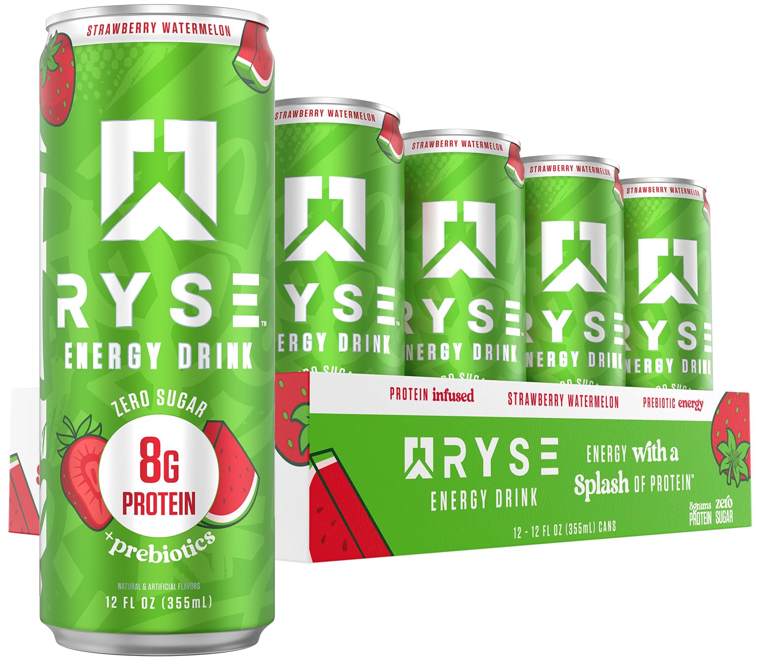 RYSE Functional Energy Drink front-can view in Strawberry Watermelon flavor for clean energy