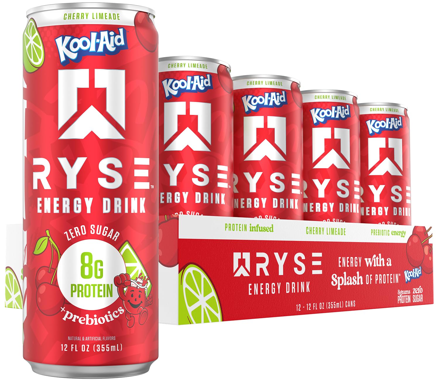 RYSE Kool-Aid Cherry Limeade can for a clean energy lift during workouts.