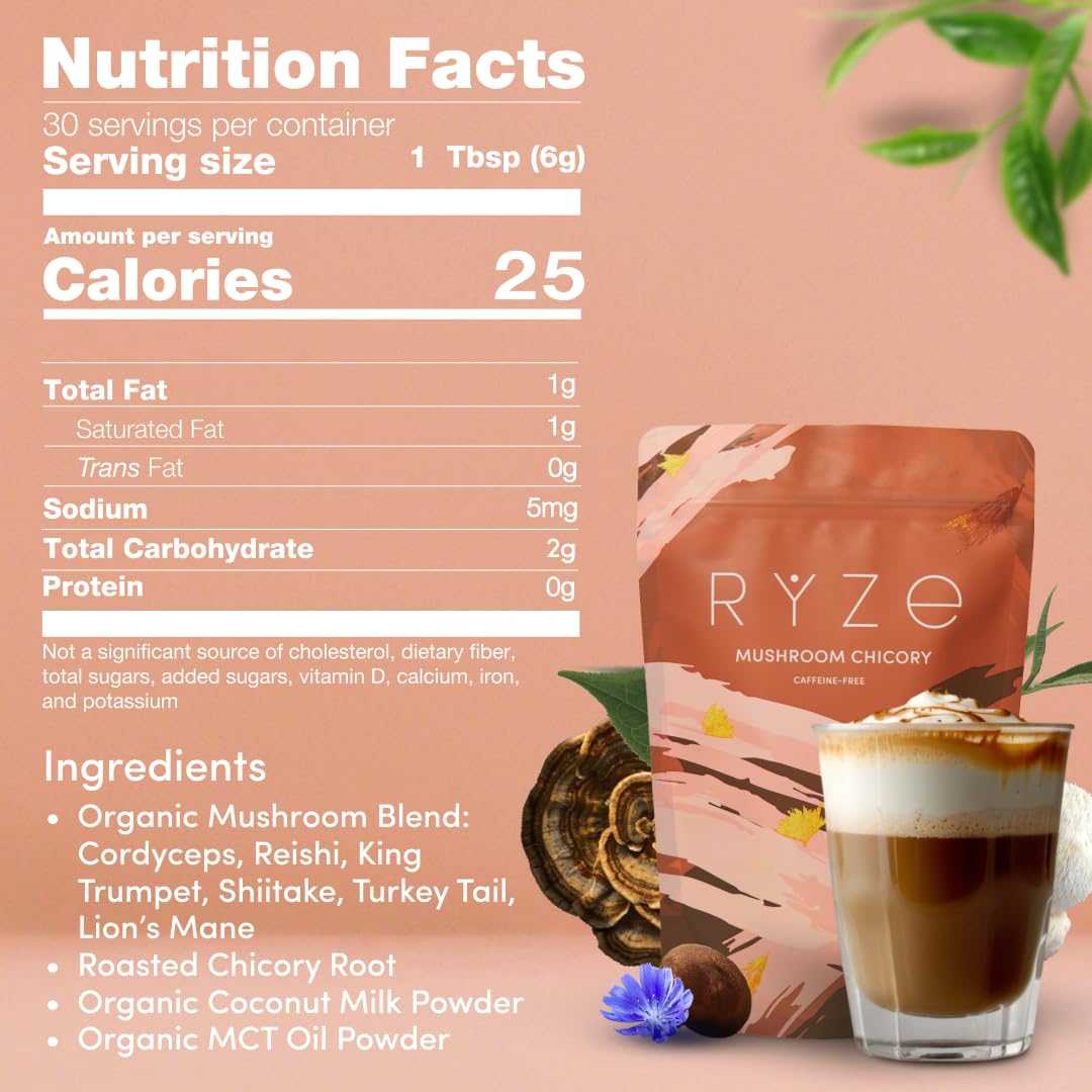 RYZE Mushroom Chicory cup-serve for a smooth, jitters-free sip