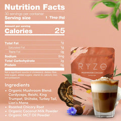 RYZE Mushroom Chicory cup-serve for a smooth, jitters-free sip