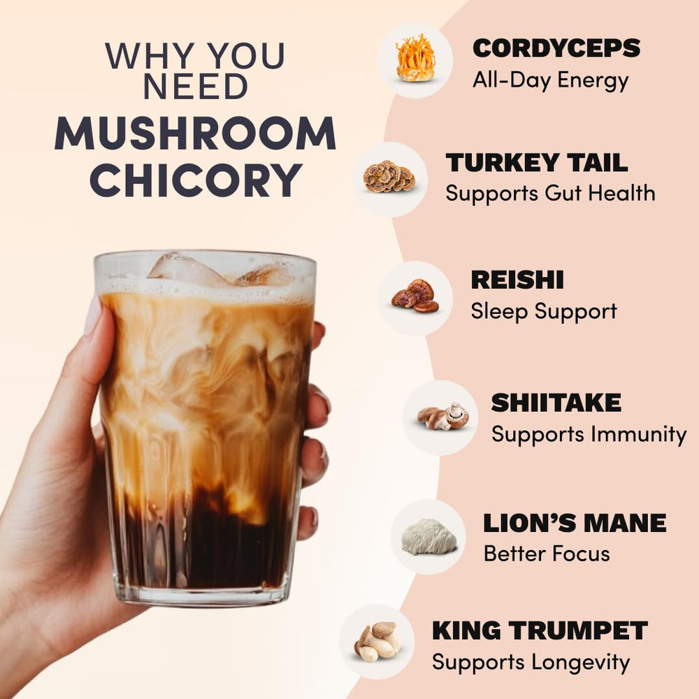 RYZE Mushroom Chicory dry blend versatile for beverages and snacks