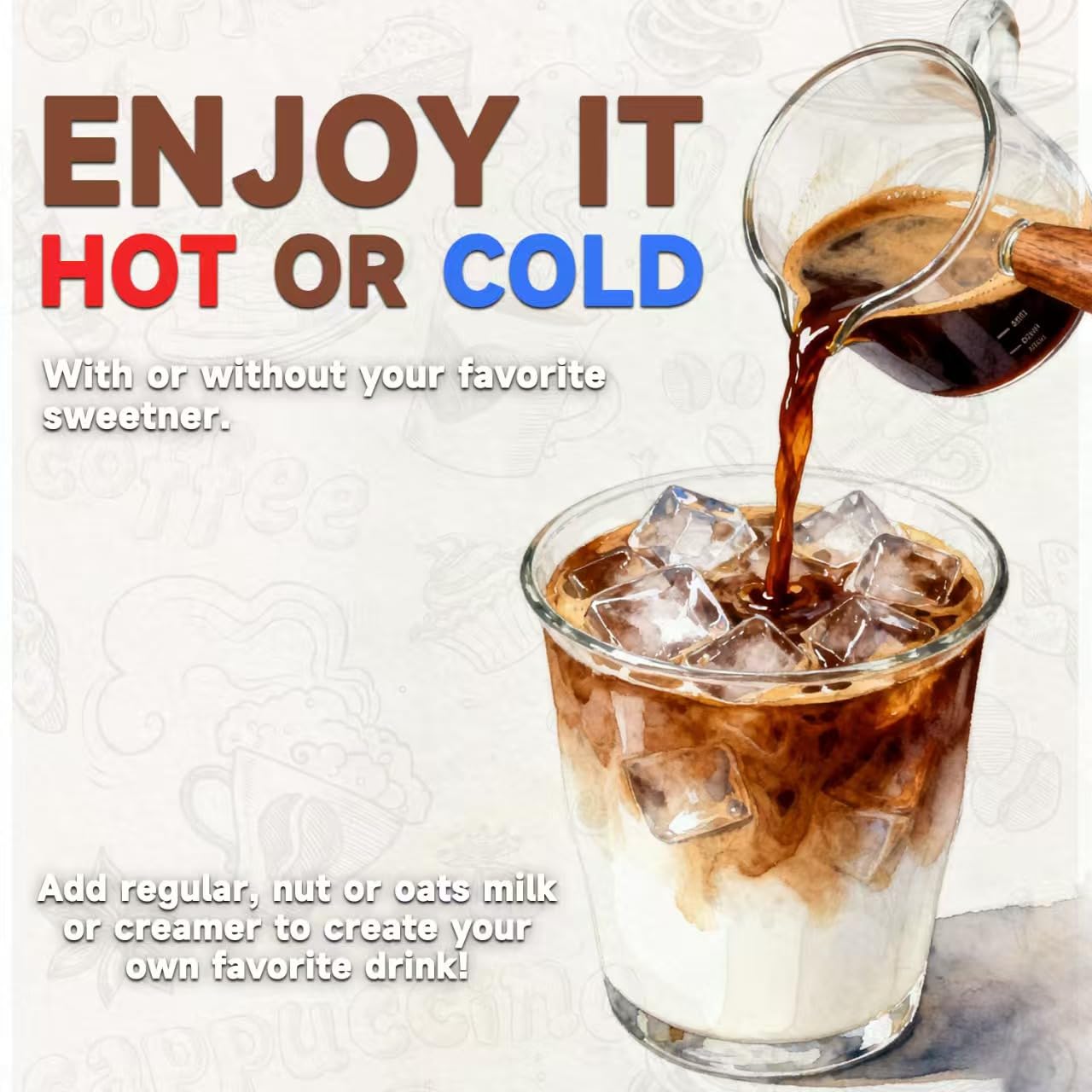 RZYZ Mushroom Coffee iced brew glass presents a refreshing cold coffee moment.