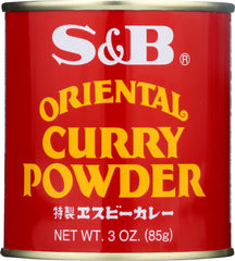 S&B Oriental curry powder on front can, ideal for easy Japanese curry at home.