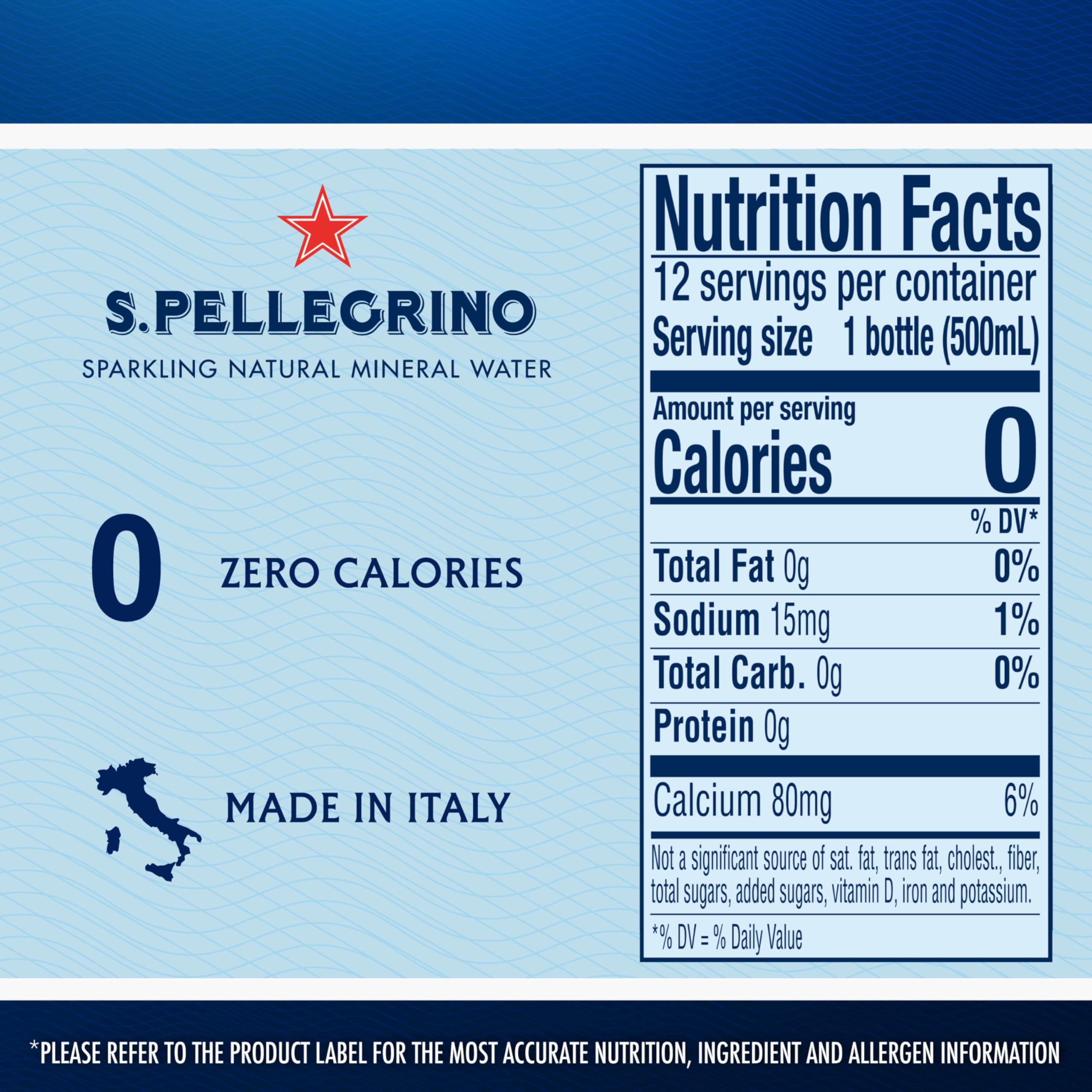 S.Pellegrino bottle on meal table pairs with a variety of dishes.