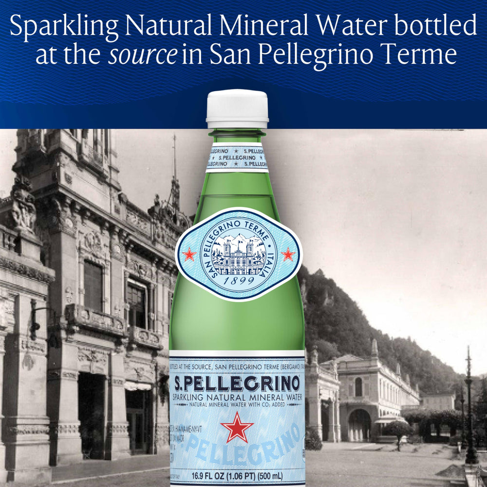 S.Pellegrino being poured into a glass for a refreshing moment.