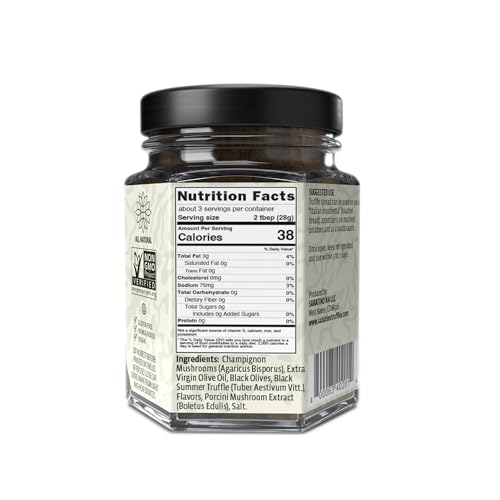 Sabatino Tartufi Tartufata jar label showcases premium black truffle notes for elegant dishes.